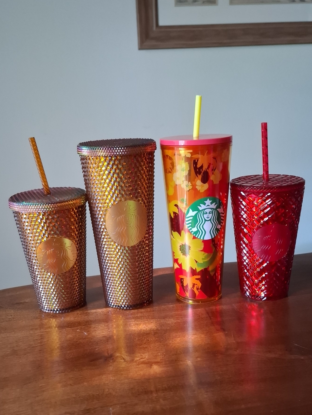 Starbucks Iridescent Gold, Red Studded and Strawberry Fields Cold Cups Tumblers